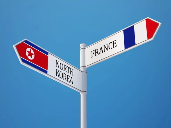 França Coreia do Norte Signo Bandeiras Conceito — Fotografia de Stock