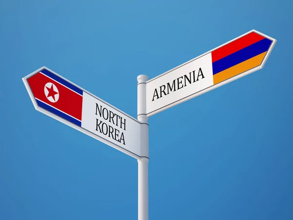Arménia Coreia do Norte Signo Bandeiras Conceito — Fotografia de Stock
