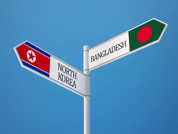 Bangladesh Conceito de Bandeiras de Sinais da Coreia do Norte — Fotografia de Stock