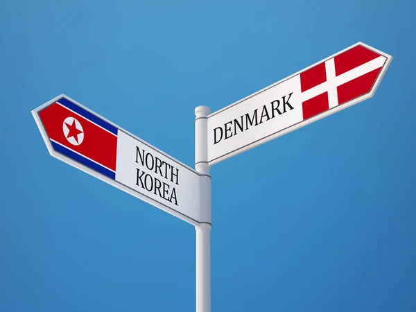 Denemarken Noord-Korea teken vlaggen Concept — Stockfoto