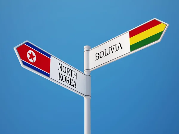 Bolívia Coreia do Norte Signo Bandeiras Conceito — Fotografia de Stock