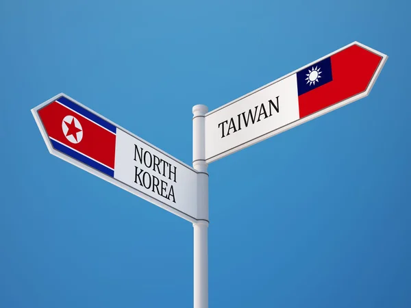 Taiwan Corea del Nord Firma il concetto di bandiere — Foto Stock