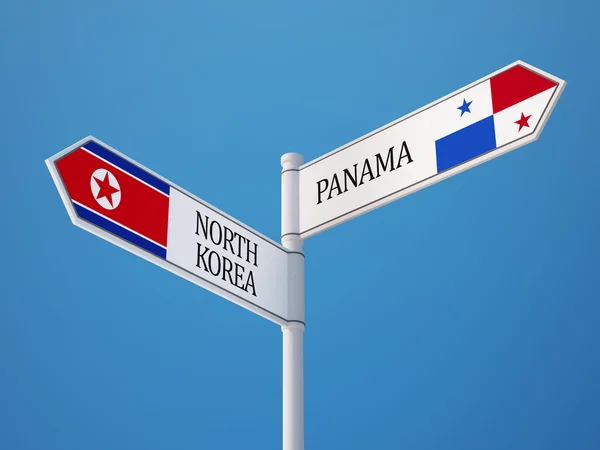 Panama Korea Północna znak flagi koncepcja — Zdjęcie stockowe