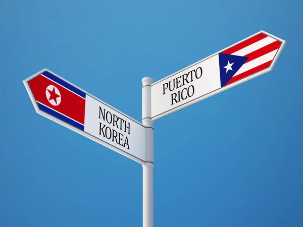 Puerto Rico Noord-Korea teken vlaggen Concept — Stockfoto