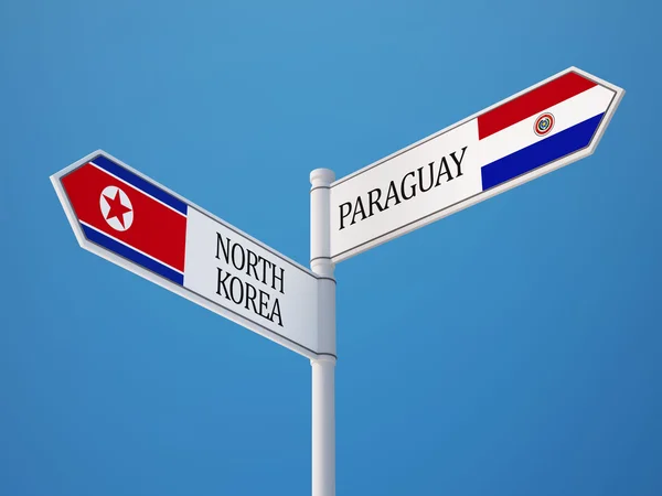 Paraguay North Korea  Sign Flags Concept — Stock Photo, Image