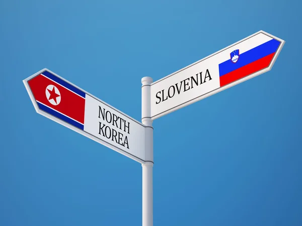 Slovenia Corea del Nord Firmare Flags Concept — Foto Stock