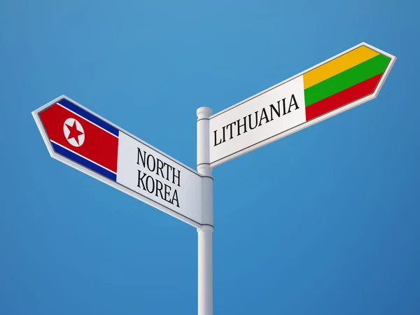 Lituania Corea del Nord Firmare Flags Concept — Foto Stock
