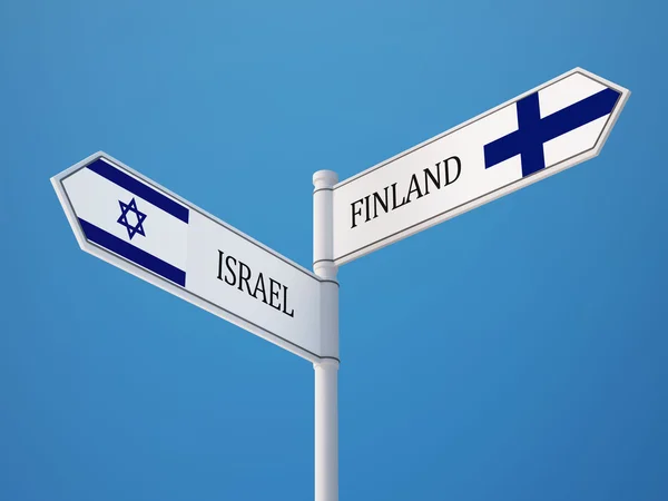 Finlandia Izrael znak flagi koncepcja — Zdjęcie stockowe