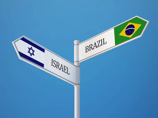 Brazil Israel  Sign Flags Concept — Stock Photo, Image