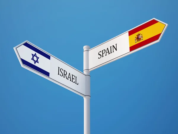 Spain Israel  Sign Flags Concept — Stock Photo, Image