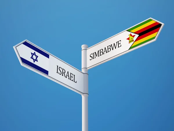 Zimbabwe Izrael znak flagi koncepcja — Zdjęcie stockowe