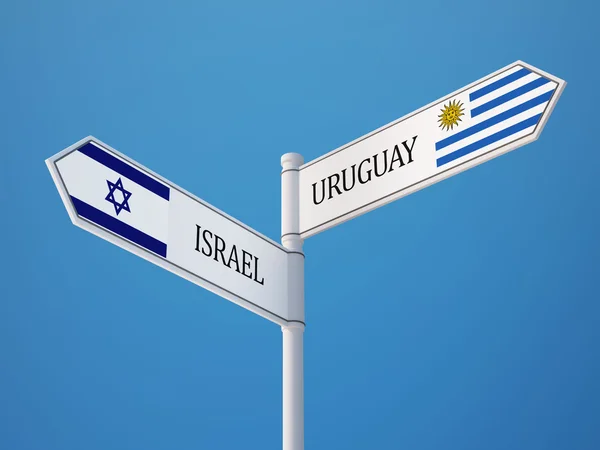 Uruguay İsrail işaret bayrakları kavramı — Stok fotoğraf