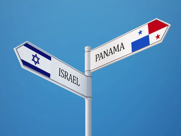 Panama Israel  Sign Flags Concept — Stock Photo, Image