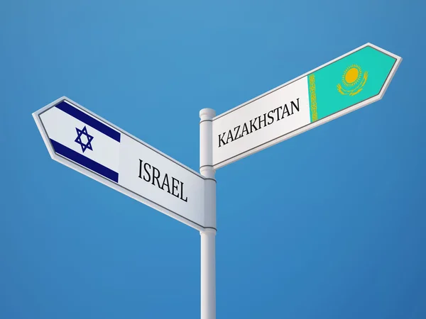 Kazakstan Israel undertecknar flaggor koncept — Stockfoto