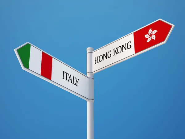 Italien Hong Kong Sign flaggor koncept — Stockfoto