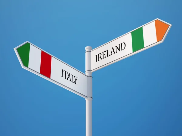 Itália Irlanda Signo Bandeiras Conceito — Fotografia de Stock