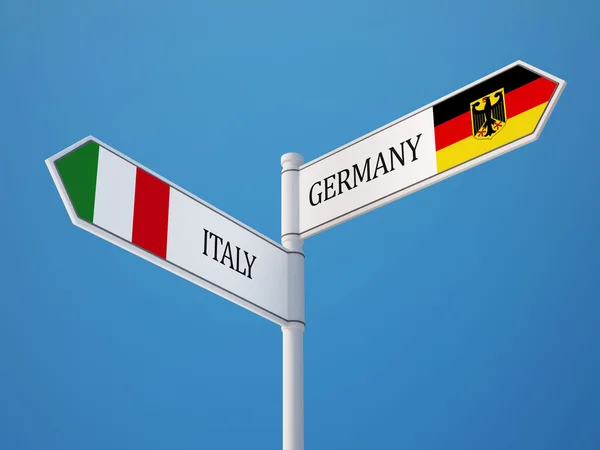 Italien Deutschland unterzeichnen Flaggen Konzept — Stockfoto