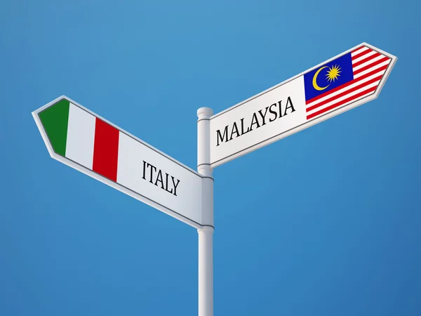Malaysia Italien tecken flaggor koncept — Stockfoto