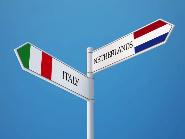 Netherlands Italy  Sign Flags Concept — Stock Photo, Image