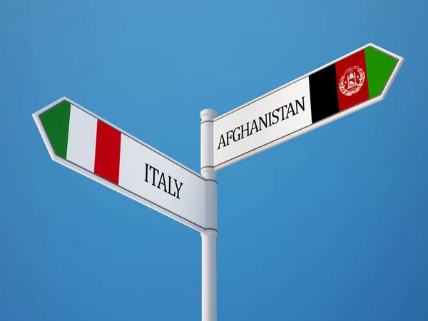 Afghanistan Italien flagg begrepp — Stockfoto