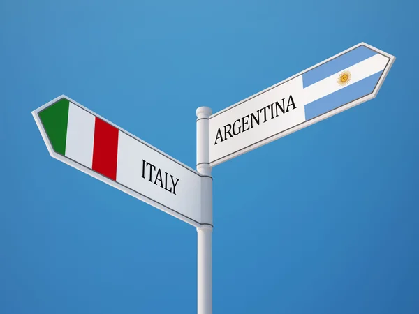 Argentinien Italien unterzeichnen Flaggen Konzept — Stockfoto