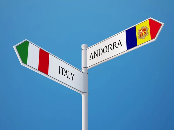 Andorre Italie Signer Drapeaux Concept — Photo