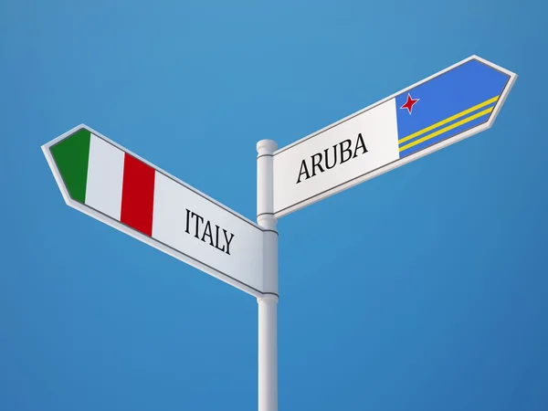 Aruba Italie Signer Drapeaux Concept — Photo