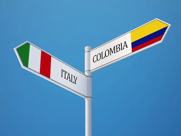 Colombia Italien tecken flaggor koncept — Stockfoto