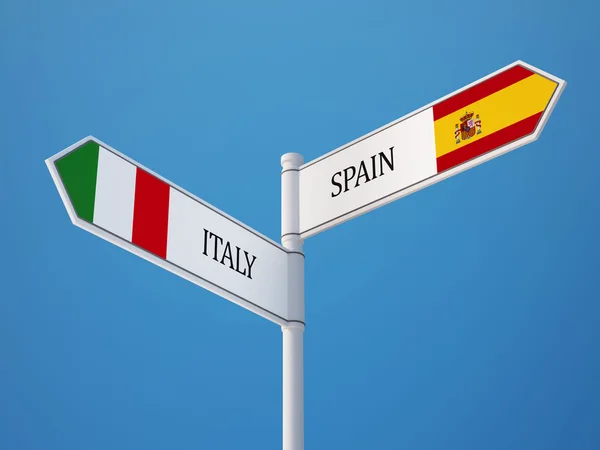 Spagna Italia Firmare Bandiere Concetto — Foto Stock