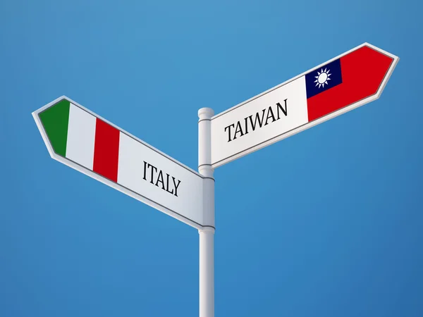 Taiwan Italien tecken flaggor koncept — Stockfoto