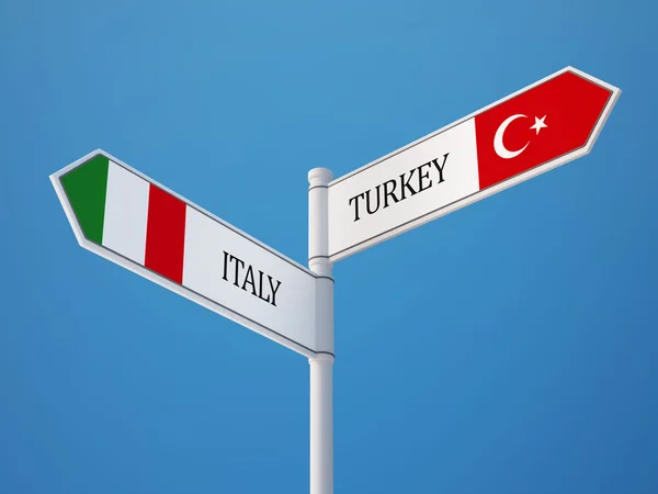 Türkei Italien unterzeichnen Flaggen Konzept — Stockfoto