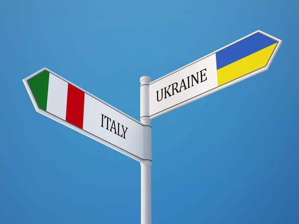 Ukraine Italie Signer Drapeaux Concept — Photo