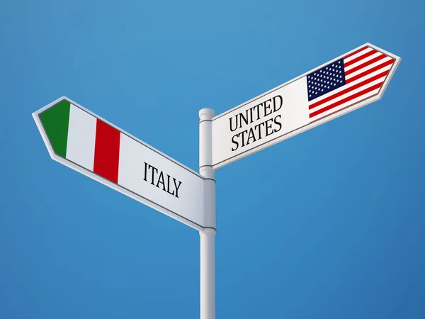United States Italy  Sign Flags Concept — Stock Photo, Image