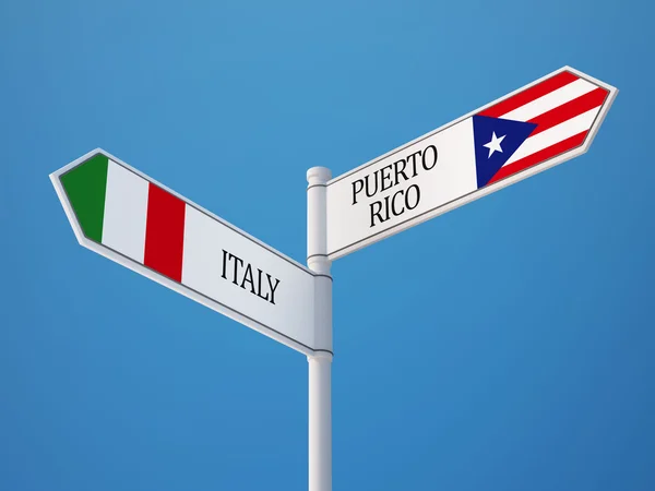 Puerto Rico Italien tecken flaggor koncept — Stockfoto