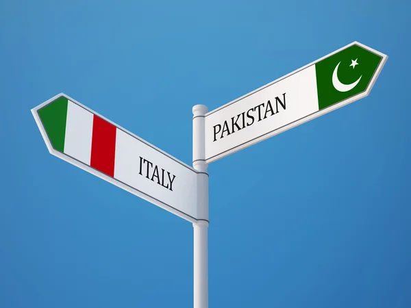 Pakistan italien sign flags concept — Stockfoto