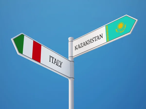 Kazakhstan Italie Signer Drapeaux Concept — Photo