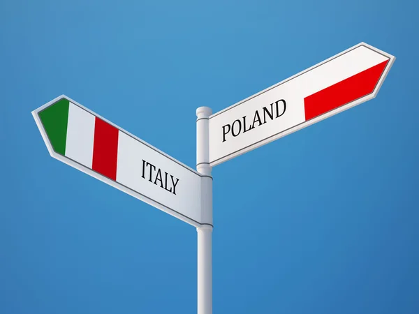 Poland Italy  Sign Flags Concept — Stock Photo, Image