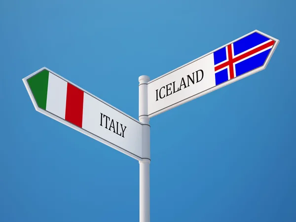 Island Italien unterzeichnen Flaggen Konzept — Stockfoto