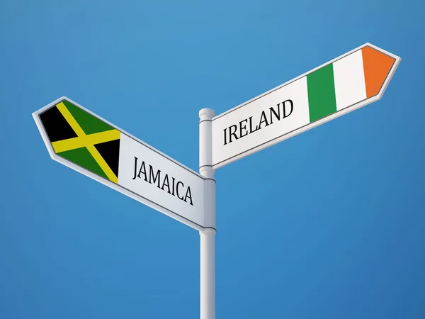 Jamaïque Irlande Signer Drapeaux Concept — Photo