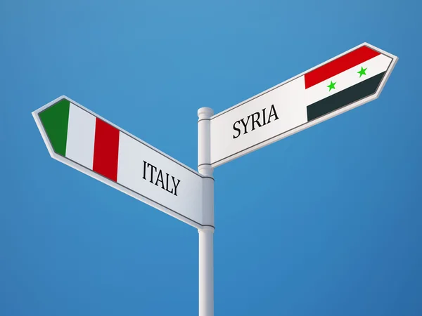 Syrie Italie Signer Drapeaux Concept — Photo
