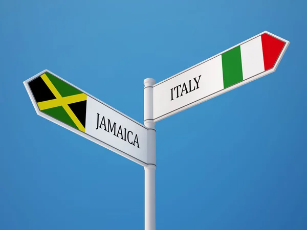 Jamaïque Italie Signer Drapeaux Concept — Photo