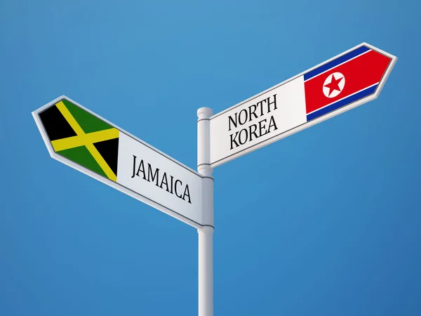 Jamaica Noord-Korea teken vlaggen Concept — Stockfoto