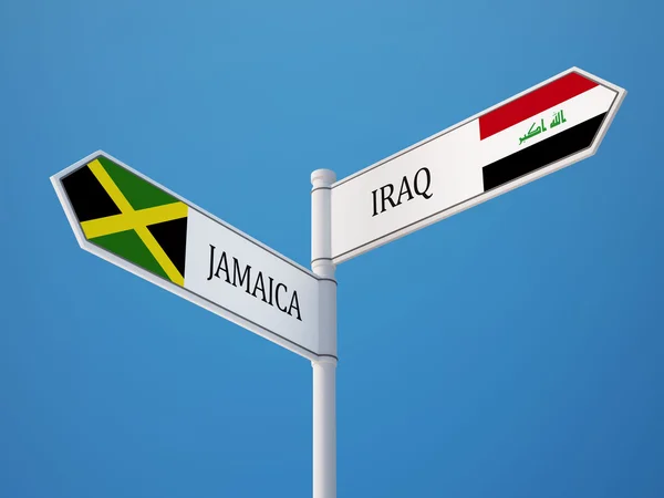 Jamaica Iraq  Sign Flags Concept — Stock Photo, Image