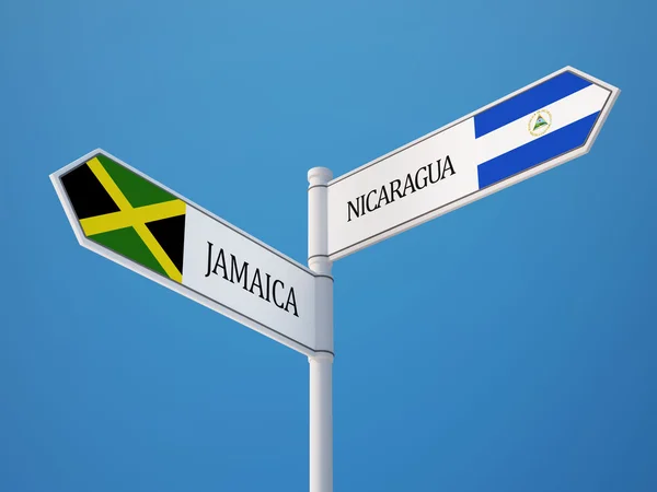 Nicaragua Jamaica muestra banderas concepto — Foto de Stock