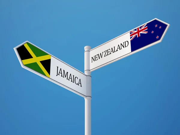 Nouvelle-Zélande Jamaïque Signer Drapeaux Concept — Photo
