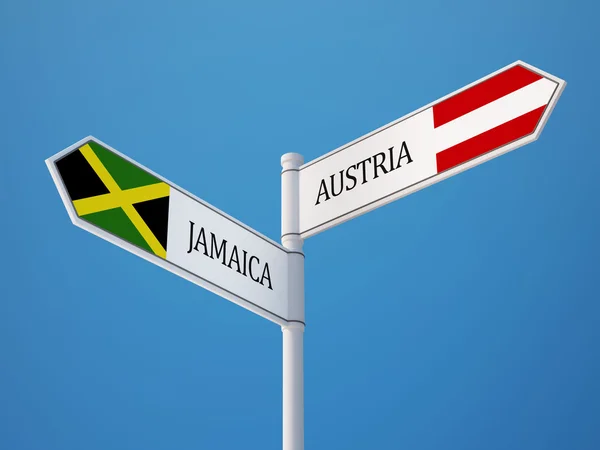 Oostenrijk Jamaica teken vlaggen Concept — Stockfoto