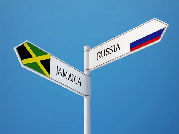 Ryssland Jamaica tecken flaggor koncept — Stockfoto