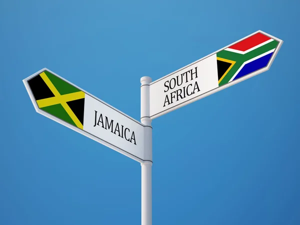 Zuid-Afrika Jamaica teken vlaggen Concept — Stockfoto