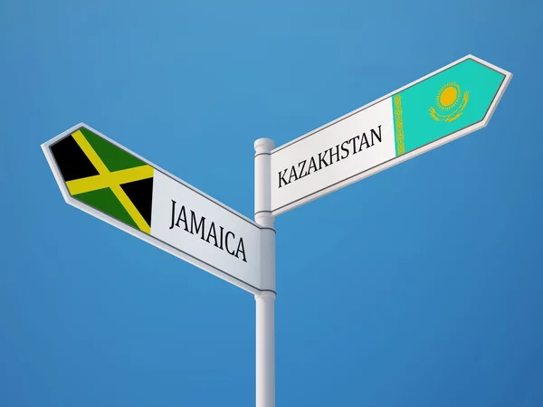 Kazakhstan Jamaica  Sign Flags Concept — Stock Photo, Image