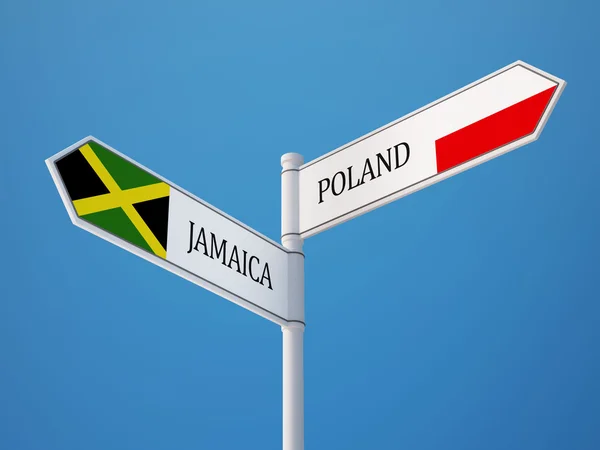 Poland Jamaica  Sign Flags Concept — Stock Photo, Image
